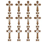 SHINEOFI Set da 4 Centrotavola a Croce in Legno con Supporto, Croci Cattoliche da Tavolo per Altare e Decorazioni Spirituali per Battesimi e Eventi Religiosi