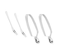 SHINEOFI Set da 4 Pinze e Forchette per Lumache in Acciaio Inossidabile Pinza per Escargot Resistente al Calore per Cena Utensili da Tavola per Crostacei e Piatti Gourmet