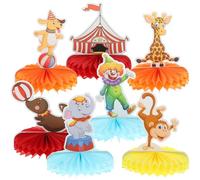 SHINEOFI Set Decorazioni a Nido D'ape a Tema Circo Animali da Tavolo, Centrotavola in Carta Leggero e Pieghevole per Feste di Carnevale e Compleanno