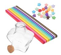 SHINEOFI Set di Carta Origami a Forma di Stella con 540 Strisce Colorate e Barattolo di Vetro per Desideri Decorazione Fai da Te per Compleanni e Feste Regalo Creativo per e Famiglie