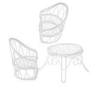SHINEOFI Set di Mobili Miniatura e Dettagli Realistici Design Compatto in Ferro Bianco Tavolo e Panchina per Decorazioni in Miniatura e Progetti Fai-da-Te
