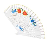 SHINEOFI Spagnolo Ventaglio Vintage in Legno e Tessuto Pieghevole per Donna | Bianco, Design Classico Elegante, Portatile e Versatile, per Balli Gitani ed Eventi Tematici