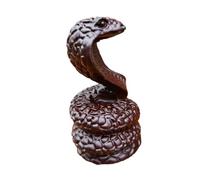SHINEOFI Statuetta Serpente in Legno Intagliato a Mano Scultura Feng Shui Realistica per Decorazione Casa e Ufficio Figurina Fatto a Mano Anno del Serpente Porta Fortuna e Saggezza