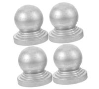 SHINEOFI Tappi per Pali di Recinzione a Forma di Sfera in Ferro Argento Set 4 Decorativi e Protettivi per Giardino Cortile Esterno