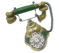 SHINEOFI Telefono retrò in Resina Piccolo a Disco Verde, Decorazione Vintage per Casa, Ufficio e Cantinetta, Accessorio D’arredo per Scrivania e Comodino
