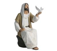 ShineOnAngel Statua di Gesù Cristo con colomba, statuetta religiosa dipinta a mano, 17,8 cm, statua di Gesù su roccia, in resina, per decorazione moderna della casa cristiana