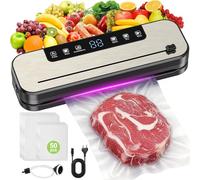SHINER 5 in 1 Macchina per sottovuoto, più lunga di 30 cm, con taglierina e indicatore LED visibile, adatta per sigillare sia alimenti secchi che umidi, include 50 sacchetti per sottovuoto e tubo