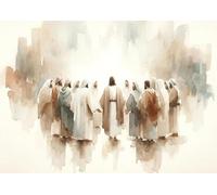 SHINERING Acquerello Astratto Gesù Con I Bambini Calma La Tempesta Bibbia Cristiana Tela Pittura Poster Stampe Arte Murale Arredamento Casa A3 21X30Cm Senza Telaio