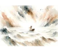 SHINERING Acquerello Astratto Gesù Con I Bambini Calma La Tempesta Bibbia Cristiana Tela Pittura Poster Stampe Arte Murale Arredamento Casa A17 60X80Cm Senza Telaio