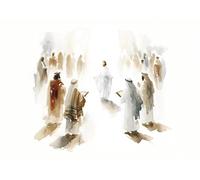 SHINERING Acquerello Astratto Gesù Con I Bambini Calma La Tempesta Bibbia Cristiana Tela Pittura Poster Stampe Arte Murale Arredamento Casa A10 50X70Cm Senza Telaio