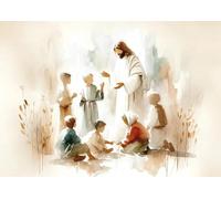 SHINERING Acquerello Astratto Gesù Con I Bambini Calma La Tempesta Bibbia Cristiana Tela Pittura Poster Stampe Arte Murale Arredamento Casa A11 40X50Cm Senza Telaio
