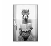 SHINERING Alpaca Seduto Sul Water, Poster Divertente Con Animali Da Bagno, Stampa Su Tela, Dipinto, Arte Murale, Umorismo, Wc, Decorazione Per La Casa. 40X50Cm Senza Telaio