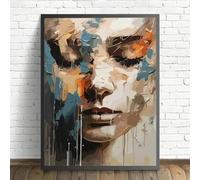 SHINERING Astratto Graffiti Donna Volto Arte Da Parete Tela Dipinto Poster Stampe Opera D'Arte Per Soggiorno Camera Da Letto Decorazione Da Parete A1 60X80Cm Senza Telaio