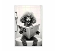 SHINERING Cane Seduto Sul Water, Poster Divertente Con Animali Da Bagno, Stampa Su Tela, Dipinto, Arte Murale, Umorismo, Wc, Decorazione Per La Casa. 40X50Cm Senza Telaio
