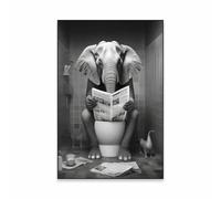 SHINERING Elefante Seduto Sul Water, Poster Divertente Con Animali Da Bagno, Stampa Su Tela, Dipinto, Arte Murale, Umorismo, Wc, Decorazione Per La Casa. 21X30Cm Senza Telaio