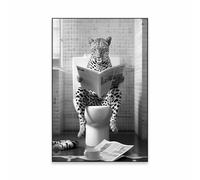 SHINERING Leopardo Seduto Sul Water, Poster Divertente Con Animali Da Bagno, Stampa Su Tela, Dipinto, Arte Murale, Umorismo, Wc, Decorazione Per La Casa. 30X40Cm Senza Telaio