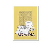 SHINERING Minimalismo Giallo Bom Dia Portogallo Stampe Artistiche Da Parete Poster Arte Da Cucina Caffè Tela Dipinti Immagini Per Soggiorno Cibo Arredamento Per La Casa 30X40Cm Senza Telaio