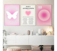 SHINERING Pink Aura Trust Gradient Retro Spirituale Energia Positiva Poster Colorato Arte Murale Immagini Tela Pittura Stanza Decorazione Casa 50Cmx70Cmx3Pcs Senza Telaio