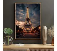 SHINERING Poster Con Stampe Di Quadri Su Tela Raffiguranti La Torre Eiffel Di Parigi Di Notte, Per La Decorazione Della Casa E Del Soggiorno. 21X30Cm Senza Telaio