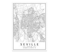 SHINERING Poster Minimalisti In Bianco E Nero Con Mappe Delle Città Della Spagna E Di Siviglia, Stampe, Quadri Su Tela, Decorazioni Per La Casa E Il Soggiorno. 21X30Cm Senza Telaio