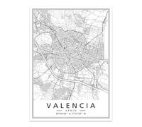 SHINERING Poster Minimalisti In Bianco E Nero Con Mappe Delle Città Della Spagna, Valencia, Stampe, Quadri Su Tela, Decorazioni Per La Casa, Soggiorno 21X30Cm Senza Telaio
