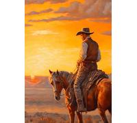 SHINERING Poster Vintage Impressionista Con Cowboy E Cavalli, Opera D'Arte Su Tela, Dipinto Su Tela, Decorazione Da Parete Del Selvaggio West, Decorazione Per La Casa, Formato A7 60X80Cm Senza Telaio