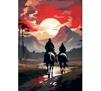 SHINERING Poster Vintage Impressionista Con Cowboy E Cavalli, Opera D'Arte Su Tela, Dipinto Su Tela, Decorazione Da Parete Del Selvaggio West, Decorazione Per La Casa, Formato A6 40X50Cm Senza Telaio