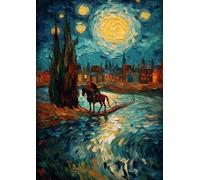 SHINERING Poster Vintage Impressionista Con Cowboy E Cavallo, Opera D'Arte Su Tela, Dipinto Su Tela, Decorazione Da Parete Del Selvaggio West, Formato A3 30X40Cm Senza Telaio