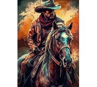 SHINERING Poster Vintage Impressionista Con Cowboy E Cavallo, Opera D'Arte Su Tela, Dipinto Su Tela, Decorazione Da Parete Del Selvaggio West, Decorazione Per La Casa, Formato A2 50X70Cm Senza Telaio