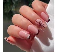 Shines - Unghie finte rosse con glitter, 24 pezzi, corte, quadrate, a pressione, ideali per eventi speciali