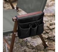 SHINETEC Borsa portaoggetti per braccioli per sedia da campeggio, con 4 tasche, per riporre riviste, bevande, snack, 33 cm di lunghezza x 10 cm di larghezza, colore nero