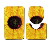 Shinewe Set di 3 tappetini da bagno con girasole, copriwater antiscivolo e extra morbido