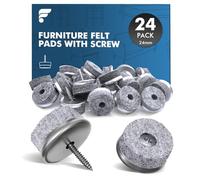 shinfly 24 Pezzi Feltrini per Sedie Mobili - Ø 24mm Piedini in Feltro per Sedie Mobili - Con Semplice Installazione A Vite
