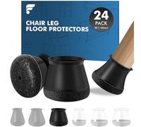 Shinfly 24 Pezzi Gommini per Sedie Rotondi Silicone, Feltrini Sedie Silicone con Feltro, Protegge il Pavimento dai Graffi dei Piedini per Mobili, Antirumore 【Nero 32-40 mm】