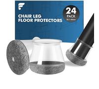 Shinfly 24 Pezzi Gommini per Sedie Rotondi Silicone, Feltrini Sedie Silicone con Feltro, Protegge il Pavimento dai Graffi dei Piedini per Mobili, Antirumore 【 Trasparente 32-40 mm】