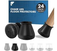 Shinfly 24 Pezzi Gommini per Sedie Rotondi Silicone, Feltrini Sedie Silicone con Feltro, Protegge il Pavimento dai Graffi dei Piedini per Mobili, Antirumore 【Nero 20.1-30 mm】
