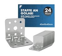 shinfly 24 Pezzi Staffe Angolar 40×40×40 mm, Connettore angolare zincato galvanicamente , staffe a l 90 gradi, Squadretta Rinforzata per mobili, sedia, tavolo, finestra