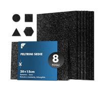 shinfly Feltrini Adesivi per Mobili Sedie, 8 Pezzi Sottosedie Feltro Adesivo, 5 mm di Spessore Feltrini per Sedie Rotondi Quadrati Tavoli, (20cm x 15cm) Nero
