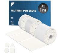 shinfly Feltrini per Sedie, Feltro Adesivo Rotolo (100x10cm+100x5cm+100x2cm), Feltrini per Mobili Pesanti - 4mm di Spessore, Tagliare in Qualsiasi Forma, Bianco