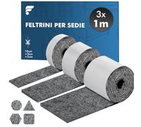 shinfly Feltrini per Sedie, Feltro Adesivo Rotolo (100x10cm+100x5cm+100x2cm), Feltrini per Mobili Pesanti - 4mm di Spessore, Tagliare in Qualsiasi Forma, Grigio Scuro