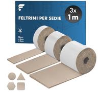 shinfly Feltrini Sedie, Feltro Adesivo Rotolo (100x10cm+100x5cm+100x2cm), Feltrini per Mobili Pesanti - 4mm di Spessore, Tagliare in Qualsiasi Forma, Marrone