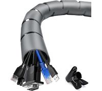 shinfly Guaina Cavi Elettrici 2x3m, Diametro di 22+28mm, Grigio, 6m Raccogli Cavi Copricavo, Nascondi Cavi Scrivania TV con Attrezzi e Clip di Fissaggio, Copri Cavi per Filo Elettrici di TV/PC
