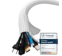 shinfly Guaina Nascondi Cavi 13mm-3m, Copricavo Elettrico Autoavvolgente Tagliabile ed Espandibile, Raccogli Cavi per Scrivania, TV, Computer, Ufficio, Casa, Auto - Bianco