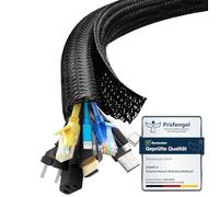 shinfly Guaina Nascondi Cavi 19mm-10m, Copricavo Elettrico Autoavvolgente Tagliabile ed Espandibile, Raccogli Cavi per Scrivania, TV, Computer, Ufficio, Casa, Auto - Nero