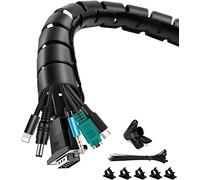 Shinfly, Guaina passacavi per ordinare e organizzare cavi, da 3 m, con 20 fascette per cavi, 5 clip adesive per cavi, 1 clip per guidare i cavi, dal diametro di 22 mm, per casa, cavi di TV e PC, nero