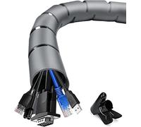shinfly Guaina passacavi per ordinare e organizzare i cavi, da 2X5m, con clip per guidare i cavi, dal diametro di 22 mm/28 mm, per uso domestico, per cavi di TV e PC, grigio