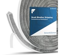 shinfly Guarnizione a Spazzola Autoadesiva 10Metri, 9 mm(L) x 15mm(P) Paraspifferi Spazzola l'isolamento dalla Polvere, Rumore, Mosche e dal Vento per Finestre e Porta Scorrevole (Grigio,10M)