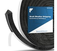 shinfly Guarnizione a Spazzola Autoadesiva 10Metri, 9 mm(L) x 15mm(P) Paraspifferi Spazzola l'isolamento dalla Polvere, Rumore, Mosche e dal Vento per Finestre e Porta Scorrevole (Nero,10M)