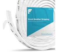 shinfly Guarnizione a Spazzola Autoadesiva 10Metri, 9 mm(L) x 5mm(P) Paraspifferi Spazzola l'isolamento dalla Polvere, Rumore, Mosche e dal Vento per Finestre e Porta Scorrevole (Bianc,10M)