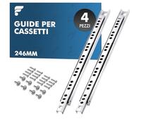 shinfly Guide per cassetti 246 mm - Set da 4 (2 coppie), guide scorrevoli con cuscinetti a sfera e scanalatura da 15 mm, estensione parziale, con materiale di montaggio